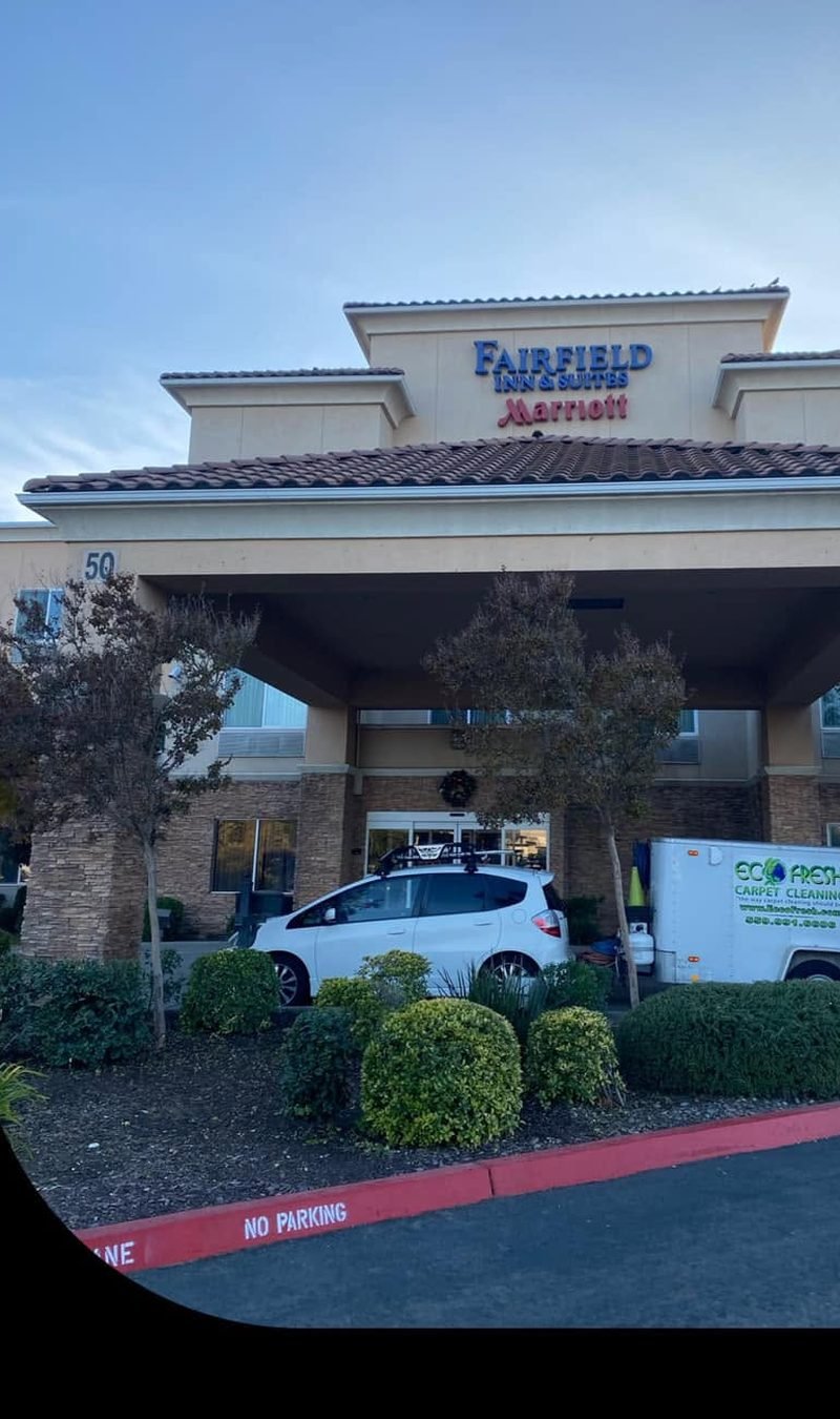 EcoFresh trailer parked at the Fairfield Inn and Suites entrance